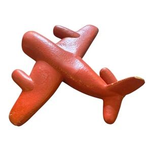 Vintage Steha Red Rubber Airplane - MCM Sculptural Curio
